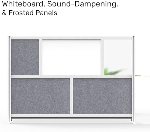 Workflow Modular Wall | Room Divider with Whiteboard, Sound Dampening, & Frosted Acrylic Panels | Expandable Office Partition for Privacy & Stability (70" x 48") - Image 3