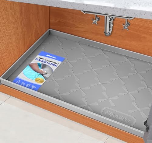 SIKADEER Waterproof Under Sink Mat 46" x 22" Silicone Mat Cabinet Protector by SIKADEER