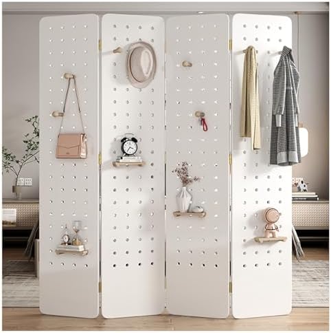 3/4 Panels Adjustable Pegboard Room Divider - Versatile Privacy Screen with Storage Rack for Craft and Retail Events(White,3 Panel) - Image 5