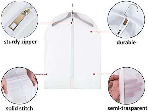 MsKitchen 6 Pack Short Garment Bags (24x32") - Dustproof Covers for Kids Clothes - Durable PEVA Storage Bags with Sturdy Zipper for Dance Costumes, Tops & Folded Pants (Translucent) - Image 3