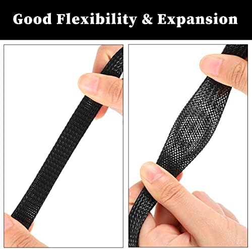 Xuniea 96ft Wire Loom Braided Cable 1/2, 1/4, 3/8 Inch,Black and Red - Image 3
