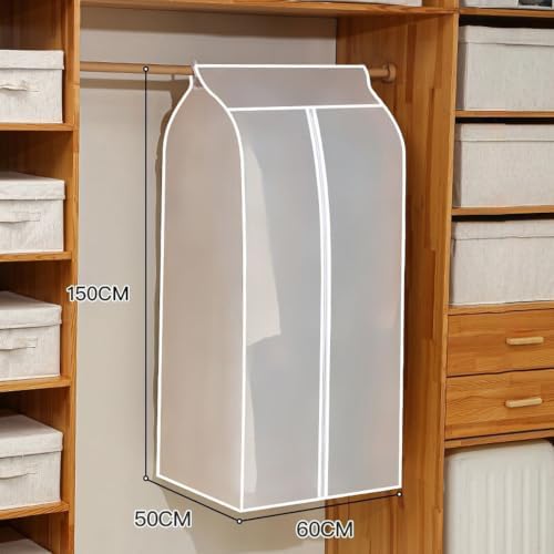 20x59x24 Inch Garment Bags, 1 Pack Garment Rack Cover, Waterproof & Washable Suit Covers, Full Zipper Dust-Proof Hanging Clothes Storage Bags for Closet, Translucent - Image 2