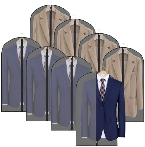 Zilink Clear Garment Bag Dress Bags for Storage 43 in, 8 Pack, Black by Zilink