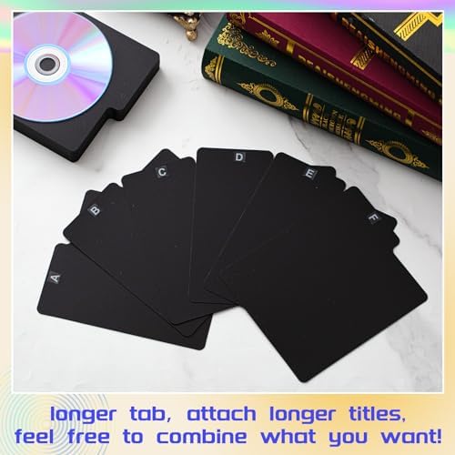 Skyygemm 50 Pcs CD Divider Tabs Black Plastic with Alphabet Stickers - Image 5