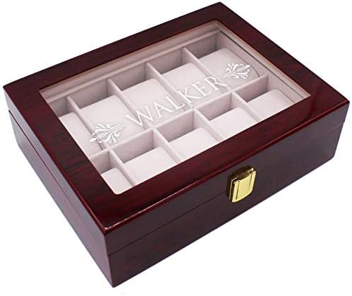 My Personal Memories Custom Personalized Watch Storage Box Glass Display Case for Men, Him, Husband - Engraved and Monogrammed (Premium Rosewood) by MyPersonalMemories