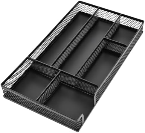 Metal Mesh Desk Drawer Organizer Tray, 6 Compartments 11”x6”x1.5” by Unknown