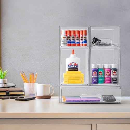 Sorbus Clear Stackable Storage Drawers (4 Pack, 7.6'' Tall) - Image 6