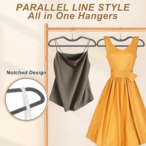 Pants Hangers Non Slip, 30 Pack Velvet Hangers for Closet with 30 Hooks, Slimline Space Saving Pants Hanger, Strong Durable Space Saving Flocked Hangaers for Pants/Shirts/Bra/Shorts (Grey-M-Shape) - Image 6