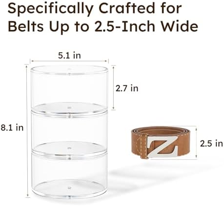 FEMELI Acrylic Belt Storage Organizer For Closet 3-Layer Stackable Belt Box - Image 4