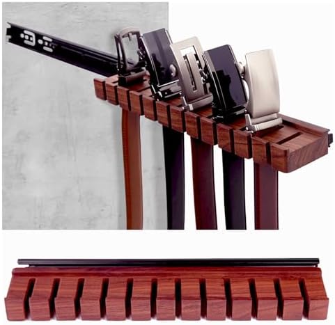12 Belts Walnut Wood Belt Holder with Slide by cenleoha