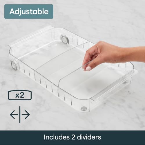 YouCopia RollOut Fridge Caddy BPA-Free Clear Rolling Refrigerator Organizer Bin with Adjustable Dividers and Handles, 9" Wide - Image 4