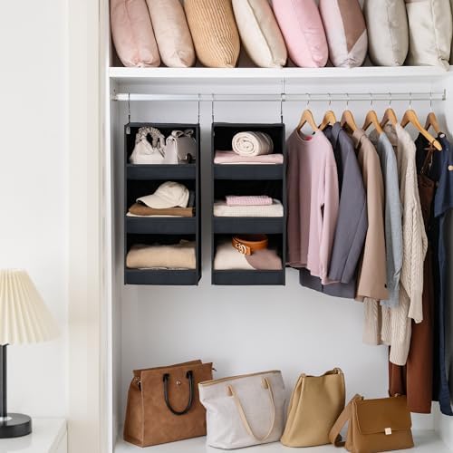 GRANNY SAYS 3-Shelf Hanging Closet Organizer, Foldable Storage, Black - Image 2