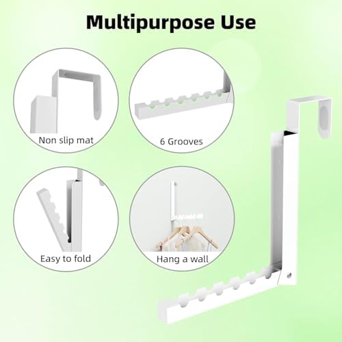 2-Pack Over The Door Hanger Foldable Clothes Drying Rack, Collapsible Hanging Coat Rack for Laundry Room & Bedroom, Space-Saving Compact Foldable Portable Clothing Hanger Hook, White - Image 6