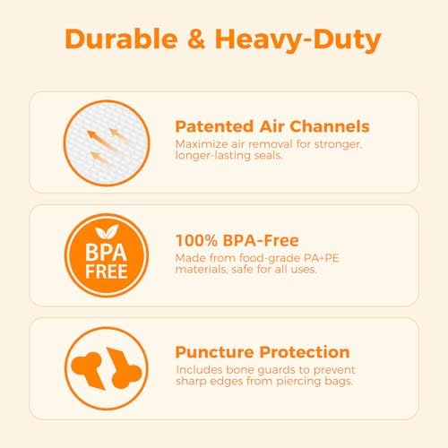 Wevac Vacuum Sealer Bags for Food 8x50 11x50 2 Rolls Fit Food Saver Machine - Image 3