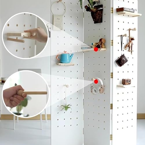 Pegboard Room Divider Panel,Wood Room Divider Wall with Support Feet,2/3/4 Panels Pegboard Partition Screen,for Bedroom Bazaar Jewelry Store(White,180x40cm-2 Panel) - Image 3