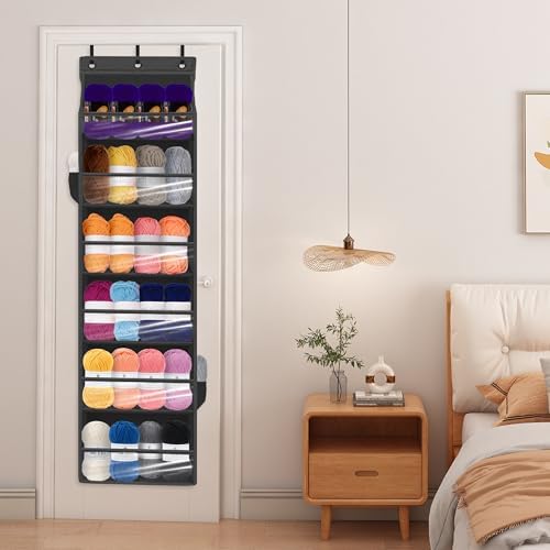 Over Door Organizer with 6 Extra Large Pockets 12 Side Pockets, 2-Pack Sturdy Closet Rack, Hanging Storage Organizer with Clear Window for Shoes, Diapers, Toys, Bedroom, Bathroom, Black - Image 6