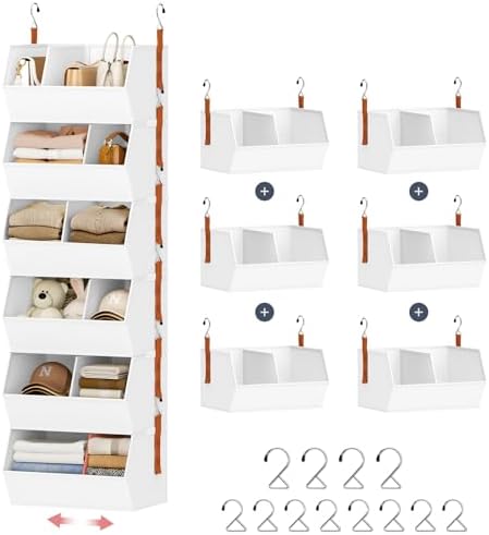 Hanging Closet Organizer Extra Large, Clothes Hanging Shelves for Closet with Divider, Collapsible Closet Storage System, Fabric Storage Bins for Home, Dorm, Rv, Sweaters, Handbags, Underwear, Sock by DiMJ