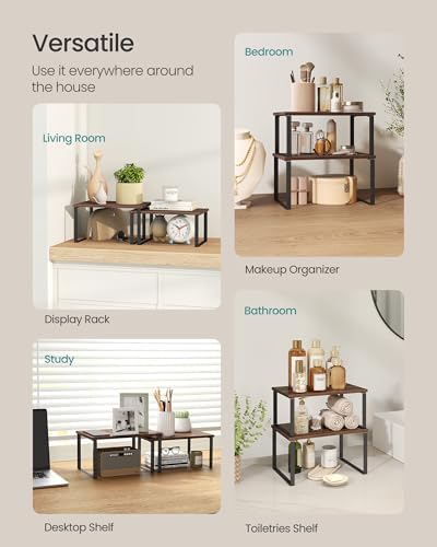 SONGMICS Cabinet Organizer Shelf, Set of 2 Spice Rack, Kitchen Storage - Image 5