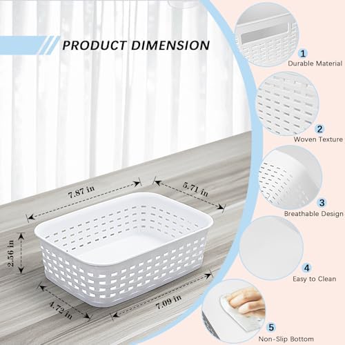 Soddeph Plastic Storage Baskets for Cabinets, Household Pantry Organization with Handle,Organizer Bins for Room,Bathrooms,Under-Sink,Kitchen (White, XS-3PACK) - Image 2