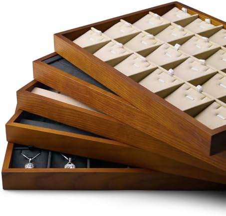 Oirlv Solid Wood Jewelry Tray,Jewelry Drawer Organizer,24 Grid(Cream) - Image 5