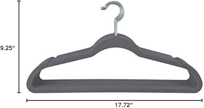 Simplify 10 Super Slim Velvet Huggable Hangers in Grey