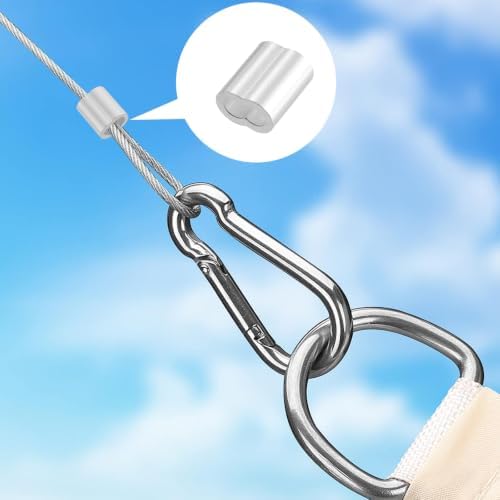 Antrader Cable Crimp Sleeves,1/8" Aluminum Crimping Loop Sleeve,Silver,200Pcs - Image 4