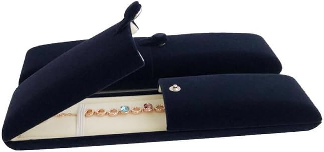 Premium Grade Jewelry Gift Box for Bracelet Necklace Navy Blue Velvet Present Modern Elegant Store Gallery Present (Jewelry is not included)