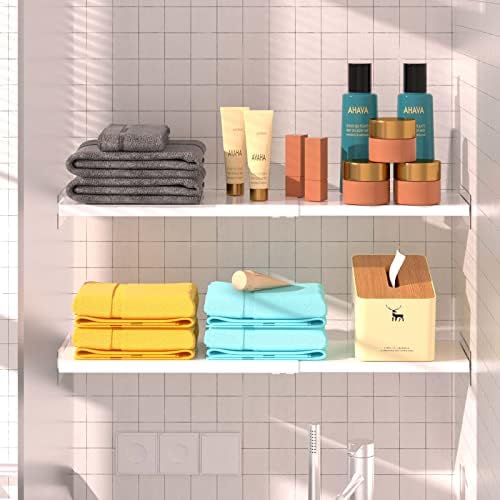 Closet Shelf Organizer Expandable Cabinet Tension Shelf Divider Heavy Duty Metal DIY Shelf Separator for Wardrobe Cupboard Cabinet Pantry Kitchen Bathroom,White,2packs - Image 5