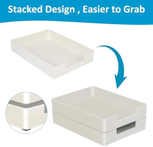 Paper Tray, 1-Pack Letter Tray, Desk Tray Organizer, Plastic A4 Letter-Size Printer Paper Holder, Rectangular Desktop Stackable File Mail Document Storage Container for Office Supplies School Home - Image 4