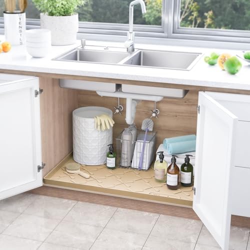 SIKADEER Waterproof Under Sink Mat 34" x 22", Silicone Mat Kitchen liner - Image 2
