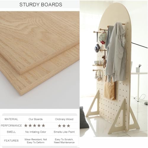 1pc Wooden Peg Board Room Divider - Freestanding Display Screen for Home, Office, and Trade Shows(Wood Color,Style 2) - Image 3
