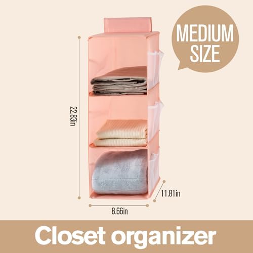 Hanging Closet Organizer, 4-Section Storage Shelves, Oxford Cloth with Mesh Pockets, (Cerulean, 3 Section) - Image 2