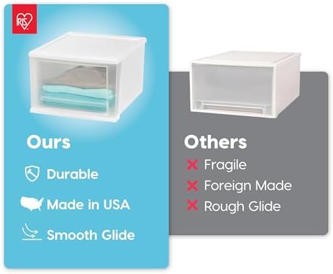 IRIS USA 4-Pack, 17 Qt. Medium Stacking Drawer Storage Organizer, White - Image 5