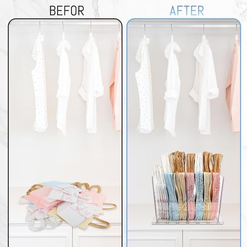 Gift Bag Storage Organizer:Acrylic reusable grocery bag organizer bag, Adjustable Shelf Divider Bag Organizer for Small Closet Upgraded to four partitions for more convenient storage - Image 5