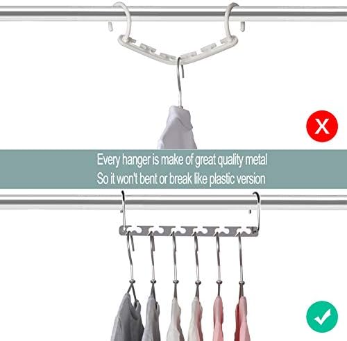Meetu Space Saving Hangers - Metal Clothes Hangers with 6X2 Slots, Magic Cascading Design, Updated Hooks (Pack of 6) - Image 3