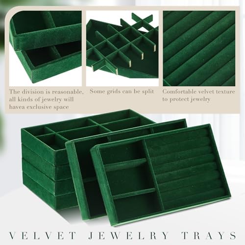 Junkin 18 Pcs Stackable Jewelry Drawer Organizer Inserts Dark Green - Image 3