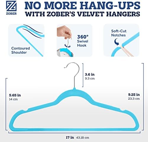 Zober Turquoise Velvet Hangers 50 Pack, Slim Non Slip Clothes Hangers - Image 3