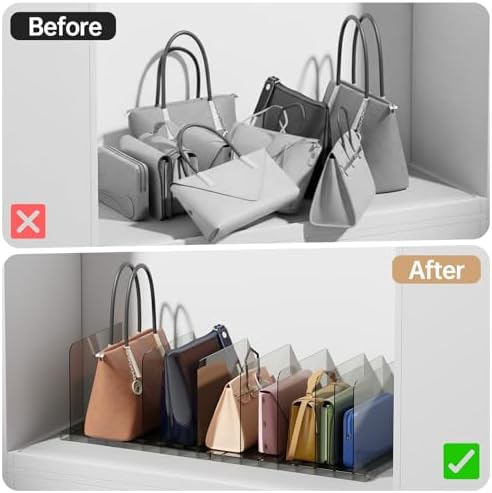 PAVSTINE 4 Pack Adjustable Purse Organizer, Stackable Closet Storage, Black - Image 5