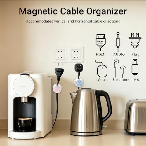 6Pack Magnetic Cable Clips,Night-Glowing Cord Holder,White Star - Image 4