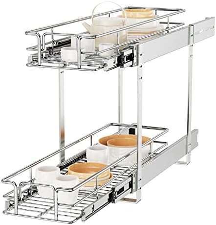 ROOMTEC Individual Pull Out Cabinet Organizer (5½"W x 21½"D), 2 Tier Spice Rack Organizer for Cabinet, Slide Out Drawer Pantry Shelf Organization and Storage for Kitchen Bathroom by ROOMTEC