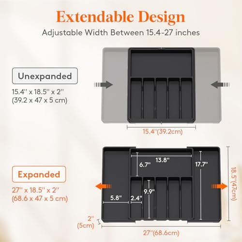 Lifewit Extra Large Silverware Drawer Organizer, Expandable Utensil Tray - Image 4