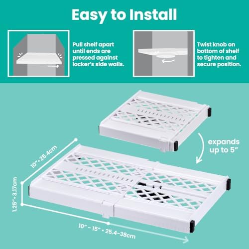 LockerMate Adjust-A-Shelf Locker Shelf, School Organizer, White - Image 2