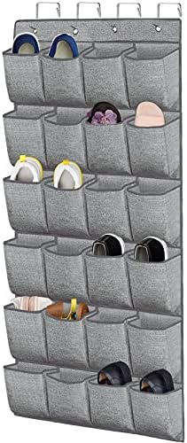 homyfort Over the Door Shoe Organizer,Hanging Shoe Rack Storage Holder with 24 Extra Large Fabric Pockets for Closet,Men Sneakers,Women High Heeled Shoes,Slippers,Grey 61.4''x22'' - Image 2