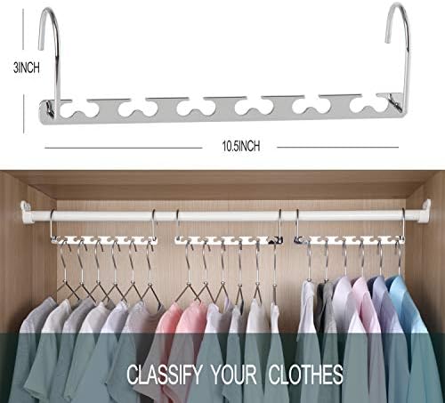 Meetu Space Saving Hangers - Metal Clothes Hangers with 6X2 Slots, Magic Cascading Design, Updated Hooks (Pack of 6) - Image 4