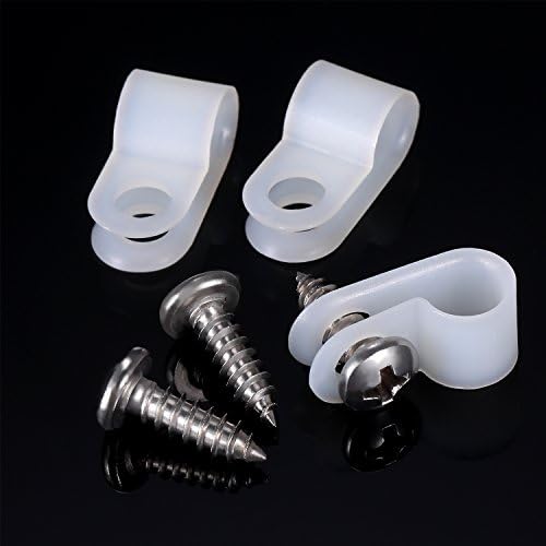 Hicarer 50 Pack R Type Cable Clip Wire Clamp with Screws, 1/4 Inch, White - Image 4