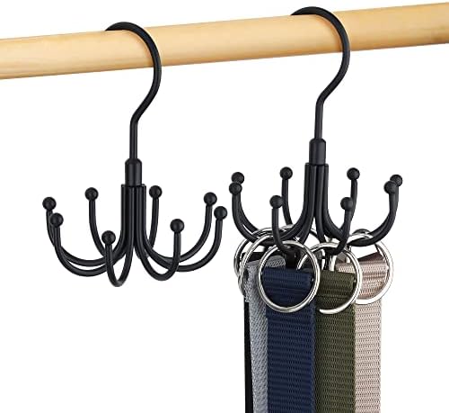 2 Pack Belt Hangers for Closet, Rotating Belt Organizer, Holds 48 Belts by OMHOMETY