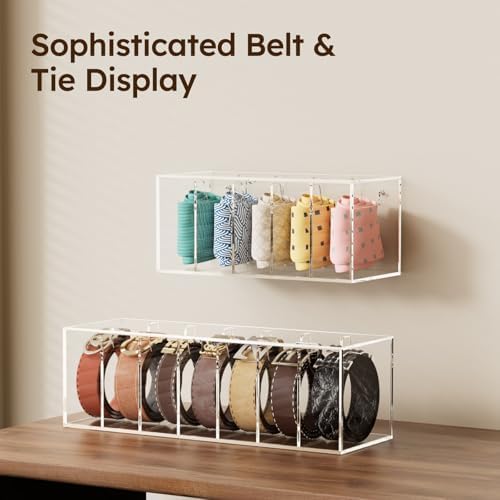 FEMELI Acrylic Belt Organizers for Closet 5-Slots Belt box with Dust Cover - Image 6