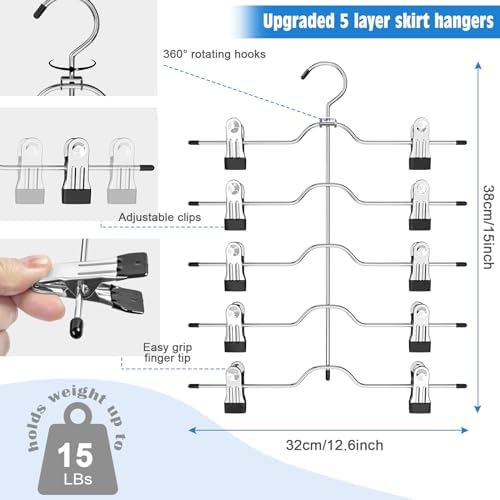 Pants Skirt Hangers with Clips 4 Pack 5 Tier - Image 2