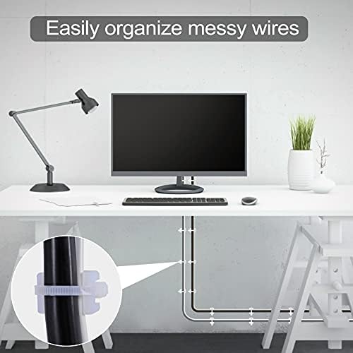 100 Pcs Cable Zip Tie Saddle Type Mounts Base with 8" Cable Ties Tapping Screw, Wire Cable Clips Organizer Holders Clamps White - Image 6