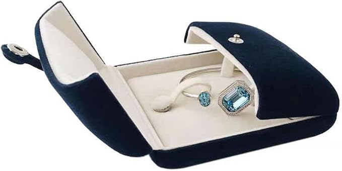 Beautiful Navy Blue Velvet Bangle Bracelet Box Packaging Premium Grade Unique Design Jewelry Case (Jewelry is not included)